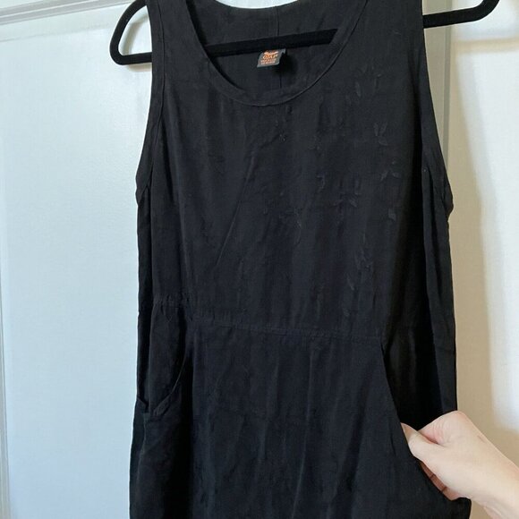 Vintage Ojai Floral Satin Black Sleeveless Maxi Dress Made USA Medium Goth Fairy - Picture 4 of 5